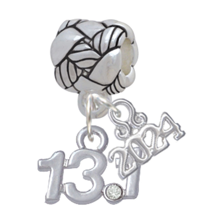 Delight Jewelry Silvertone Half Marathon - 13.1 with Crystal Woven Rope Charm Bead Dangle with Year 2024 Image 4