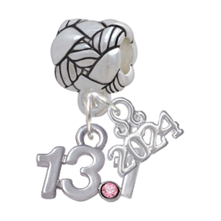 Delight Jewelry Silvertone Half Marathon - 13.1 with Crystal Woven Rope Charm Bead Dangle with Year 2024 Image 6