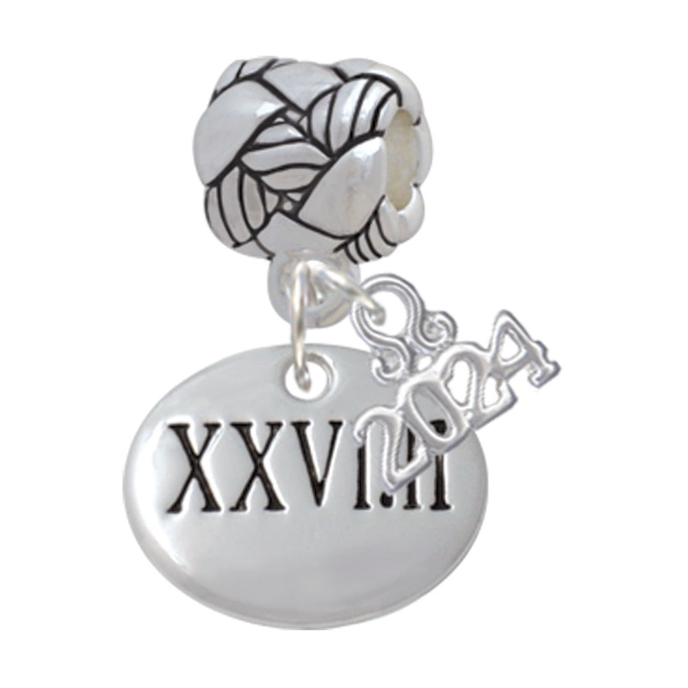 Delight Jewelry Silvertone Marathons Roman Numeral Woven Rope Charm Bead Dangle with Year 2024 Image 4