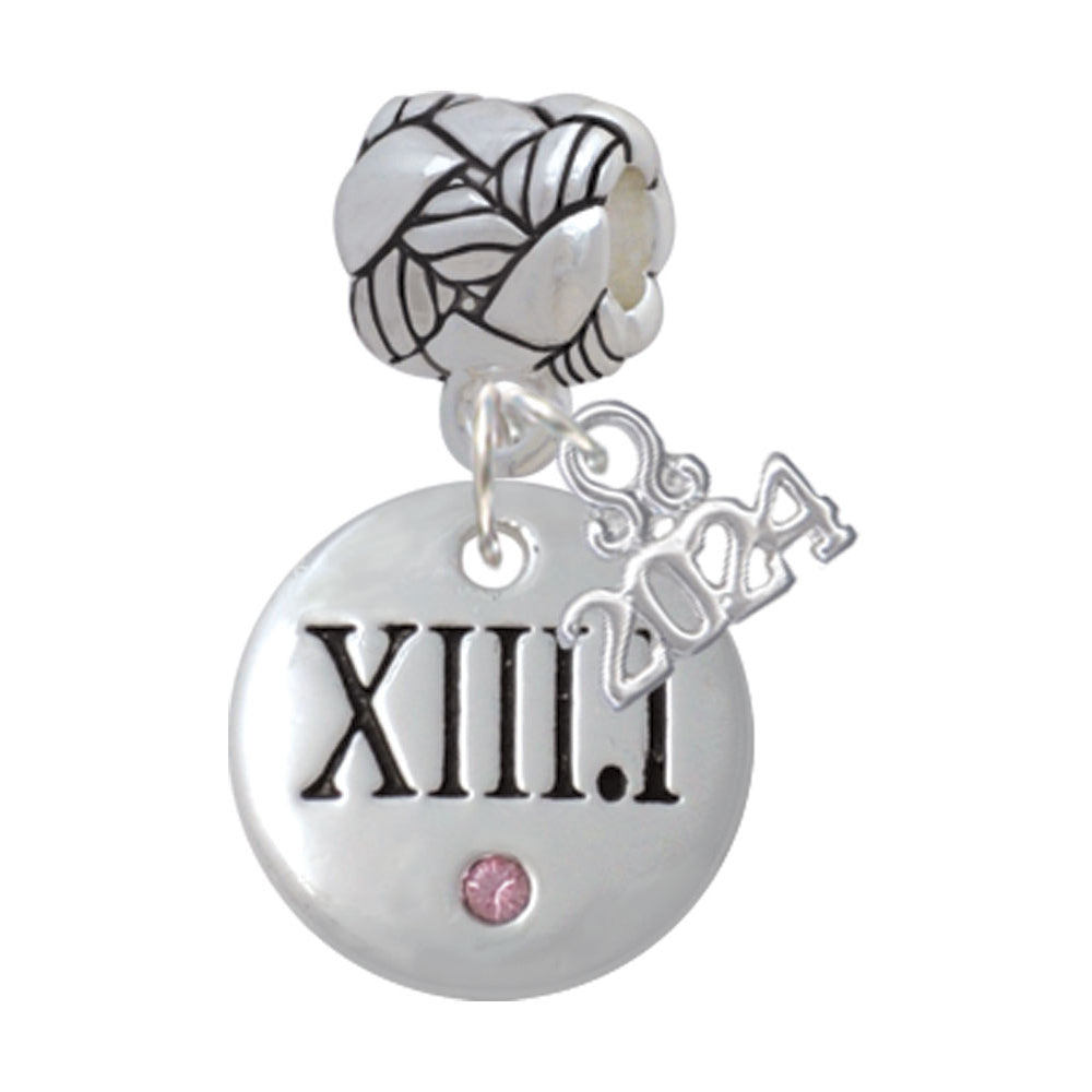 Delight Jewelry Silvertone Half Marathon with Crystal Roman Numeral Woven Rope Charm Bead Dangle with Year 2024 Image 4