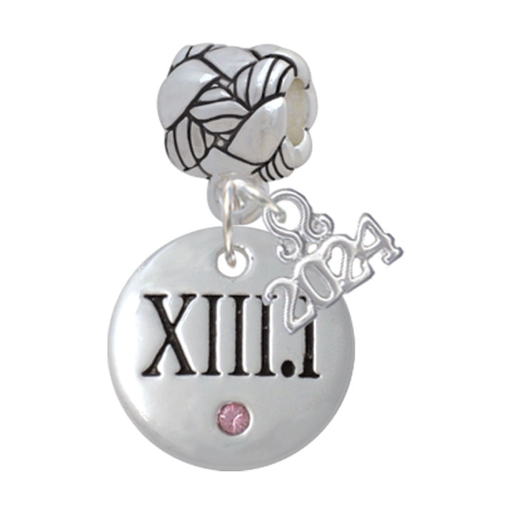 Delight Jewelry Silvertone Half Marathon with Crystal Roman Numeral Woven Rope Charm Bead Dangle with Year 2024 Image 1