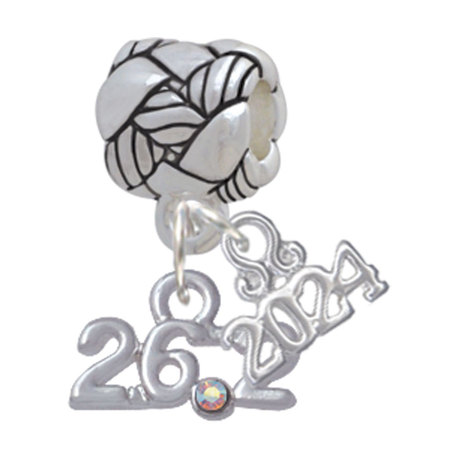 Delight Jewelry Silvertone Marathon - 26.2 with Crystal Woven Rope Charm Bead Dangle with Year 2024 Image 1