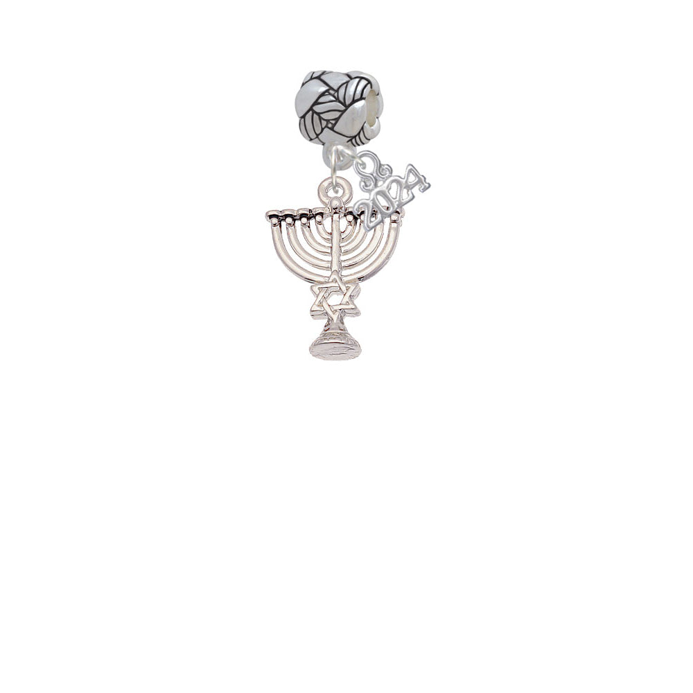 Delight Jewelry Plated 3-D Menorah - Woven Rope Charm Bead Dangle with Year 2024 Image 2
