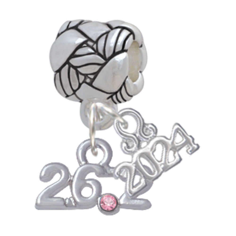 Delight Jewelry Silvertone Marathon - 26.2 with Crystal Woven Rope Charm Bead Dangle with Year 2024 Image 4