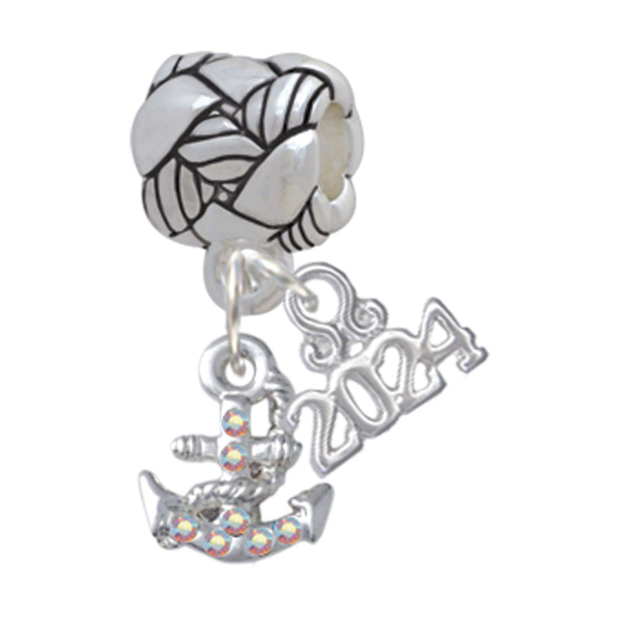 Delight Jewelry Plated Mini AB Crystal Anchor of Hope Woven Rope Charm Bead Dangle with Year 2024 Image 1