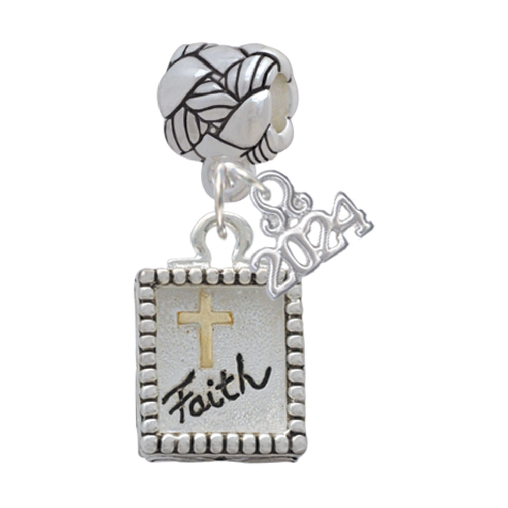 Delight Jewelry Two-tone Shadow Box Message Woven Rope Charm Bead Dangle with Year 2024 Image 4