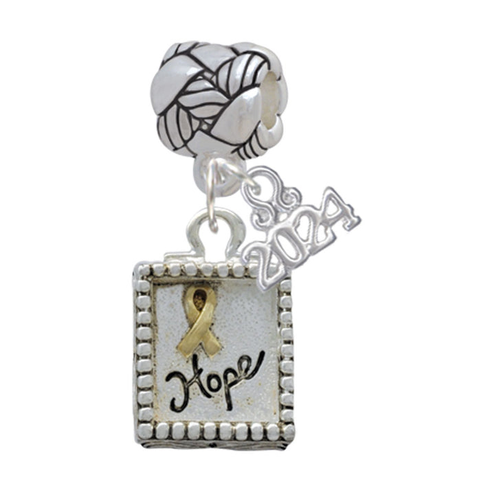Delight Jewelry Two-tone Shadow Box Message Woven Rope Charm Bead Dangle with Year 2024 Image 6