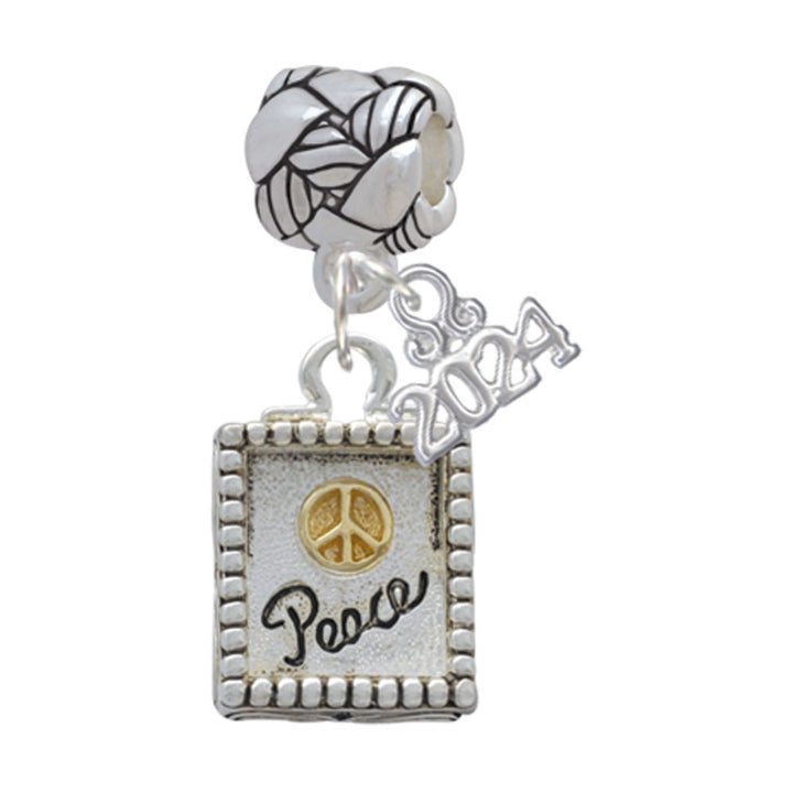 Delight Jewelry Two-tone Shadow Box Message Woven Rope Charm Bead Dangle with Year 2024 Image 7