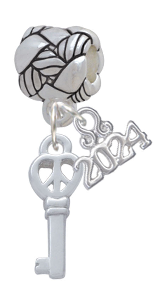 Delight Jewelry Plated Mini Open Peace Heart Key Woven Rope Charm Bead Dangle with Year 2024 Image 1