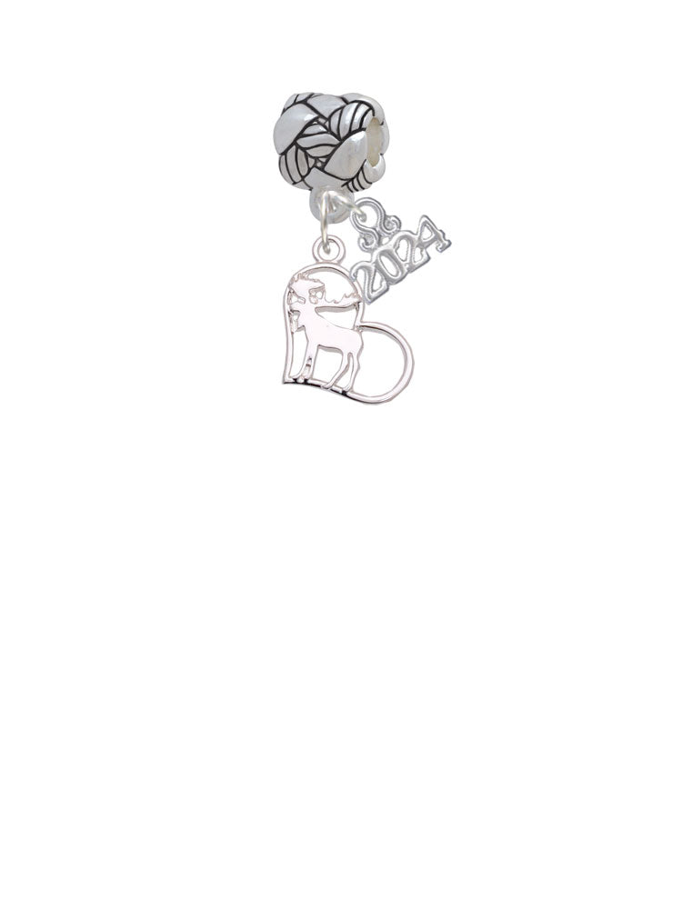 Delight Jewelry Plated Moose in Heart - Woven Rope Charm Bead Dangle with Year 2024 Image 2