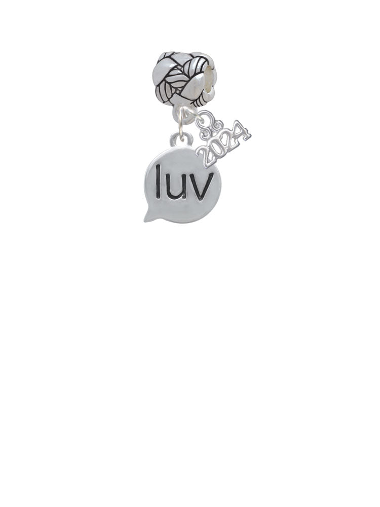 Delight Jewelry Silvertone Text Chat -Message - Woven Rope Charm Bead Dangle with Year 2024 Image 2