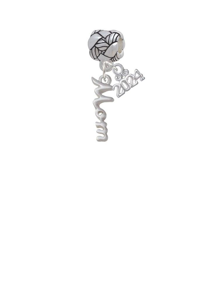 Delight Jewelry Plated Small Mom Script Woven Rope Charm Bead Dangle with Year 2024 Image 2