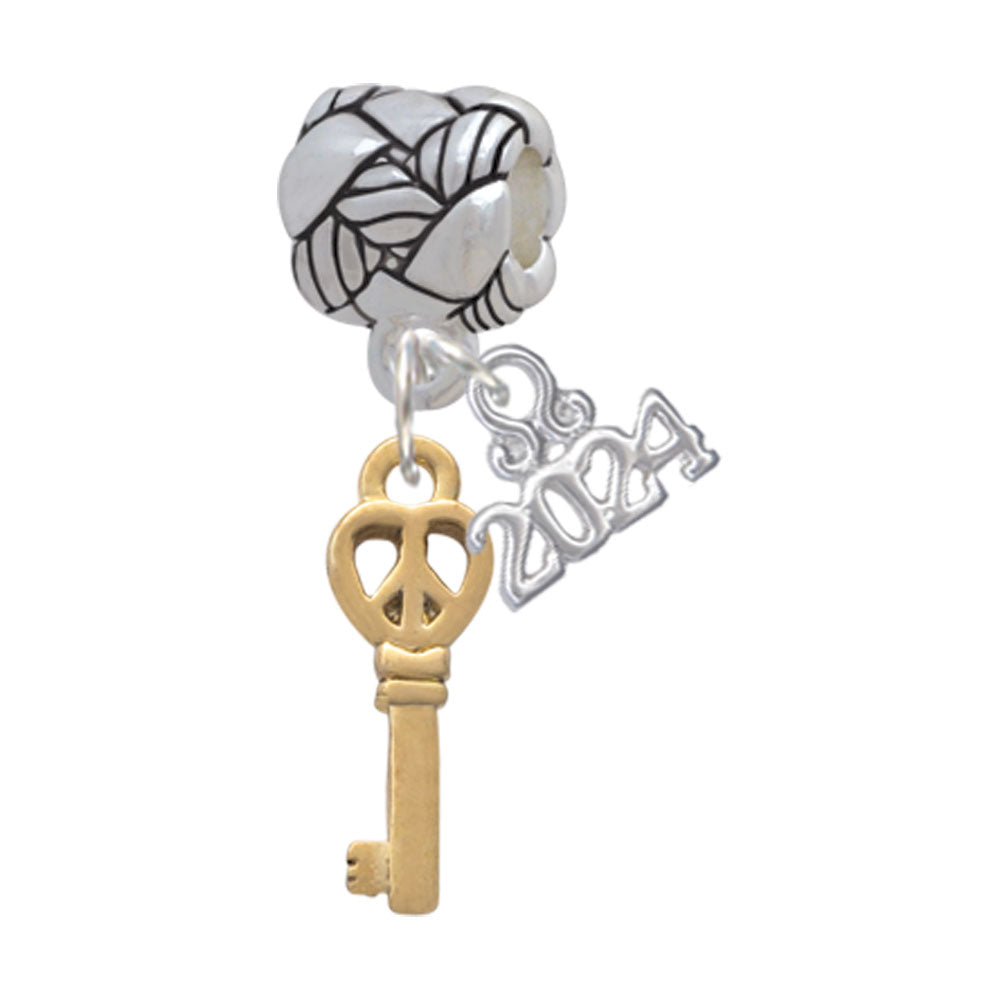 Delight Jewelry Plated Mini Open Peace Heart Key Woven Rope Charm Bead Dangle with Year 2024 Image 4