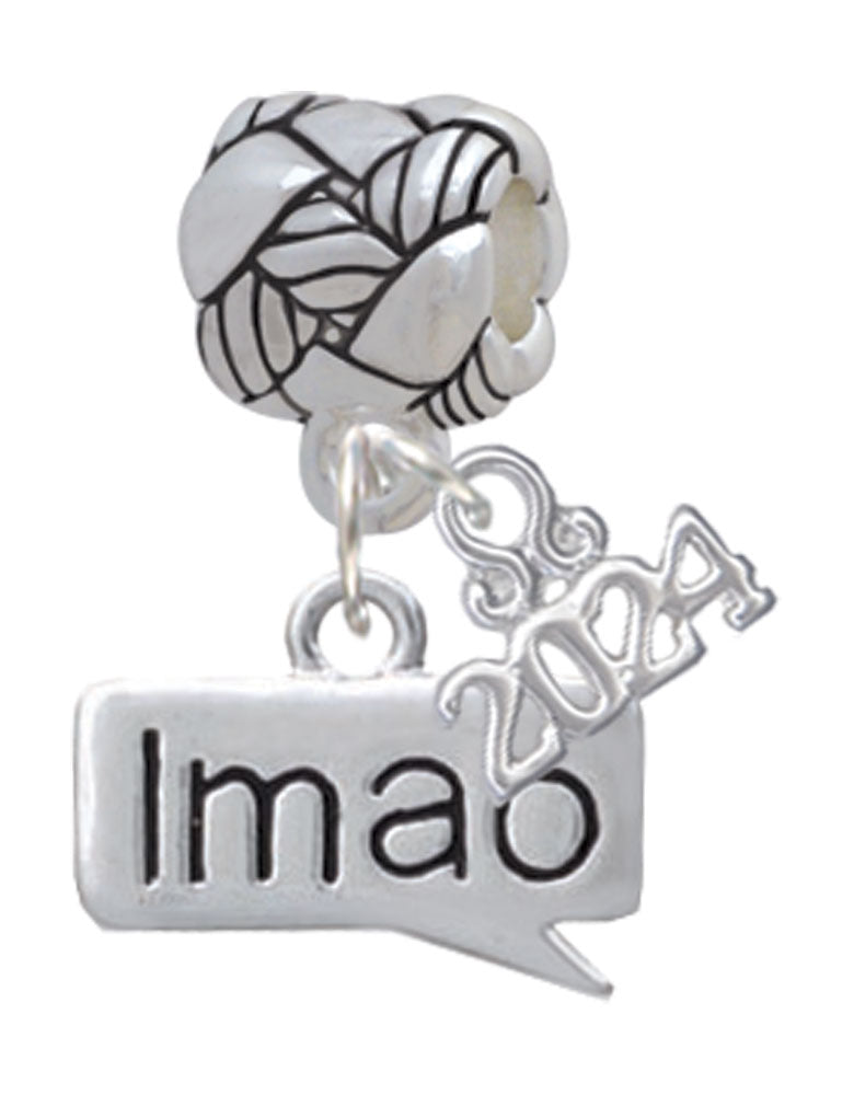 Delight Jewelry Silvertone Text Chat -Message - Woven Rope Charm Bead Dangle with Year 2024 Image 4