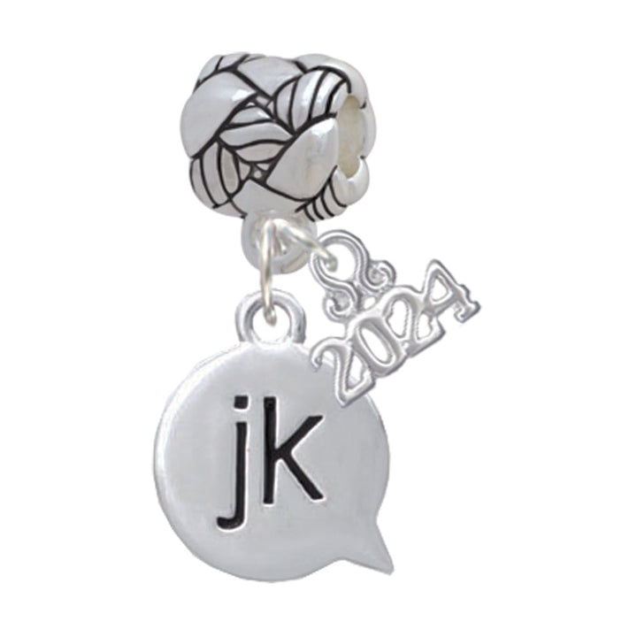 Delight Jewelry Silvertone Text Chat -Message - Woven Rope Charm Bead Dangle with Year 2024 Image 6