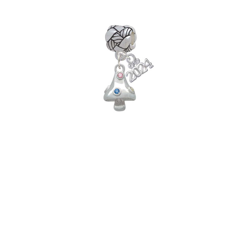 Delight Jewelry Silvertone 3-D Mushroom with Crystals Woven Rope Charm Bead Dangle with Year 2024 Image 2