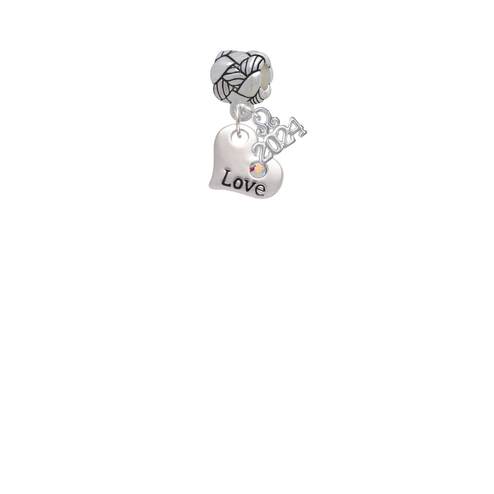 Delight Jewelry Message Heart with AB Crystal Woven Rope Charm Bead Dangle with Year 2024 Image 2