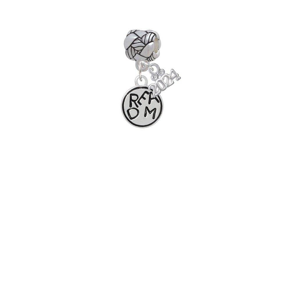 Delight Jewelry Silvertone Message in Circle Woven Rope Charm Bead Dangle with Year 2024 Image 2