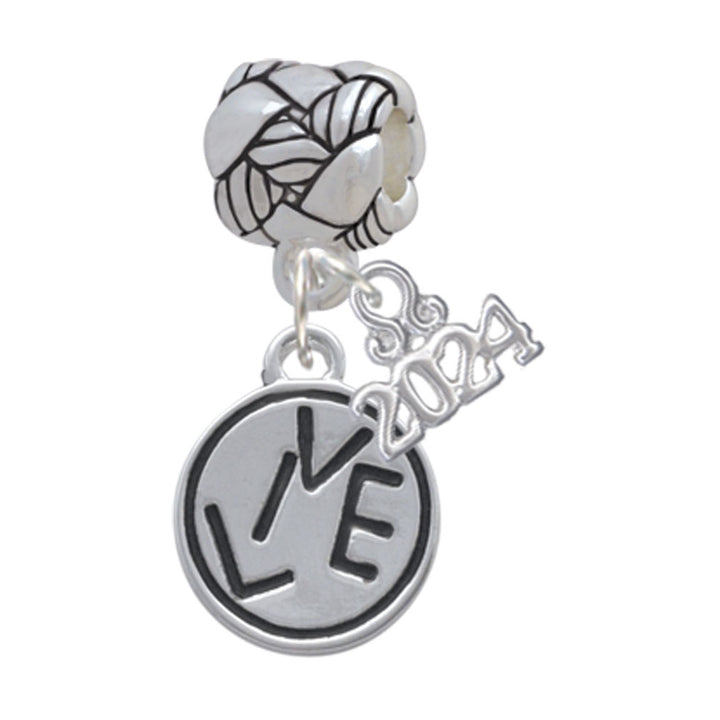 Delight Jewelry Silvertone Message in Circle Woven Rope Charm Bead Dangle with Year 2024 Image 4