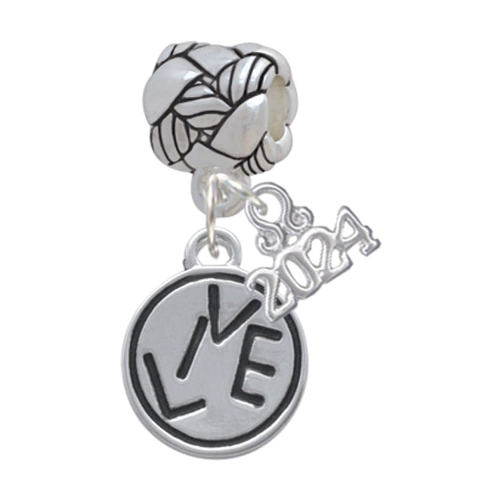 Delight Jewelry Silvertone Message in Circle Woven Rope Charm Bead Dangle with Year 2024 Image 1