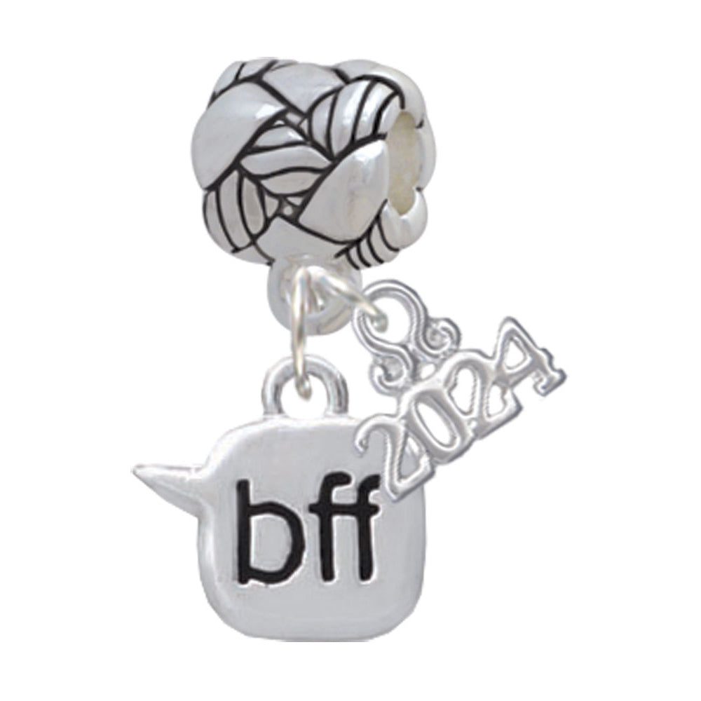 Delight Jewelry Silvertone Text Chat -Message - Woven Rope Charm Bead Dangle with Year 2024 Image 7