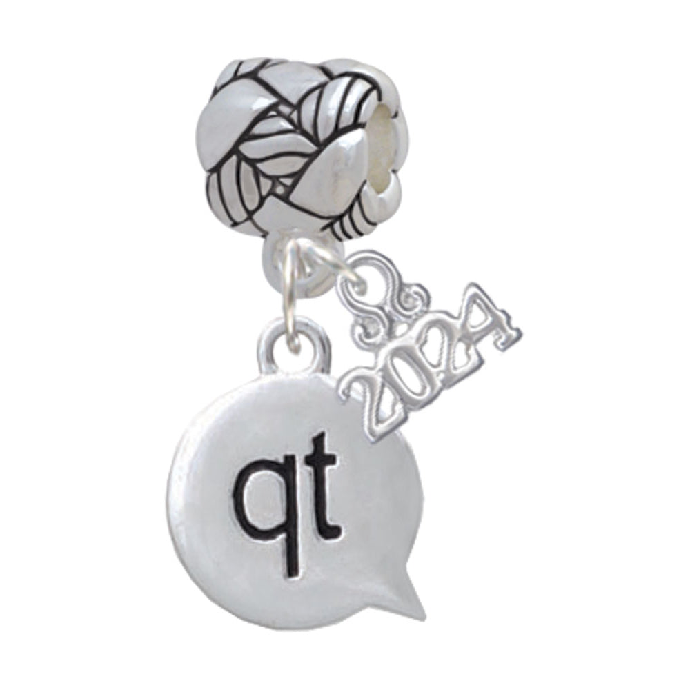Delight Jewelry Silvertone Text Chat -Message - Woven Rope Charm Bead Dangle with Year 2024 Image 8