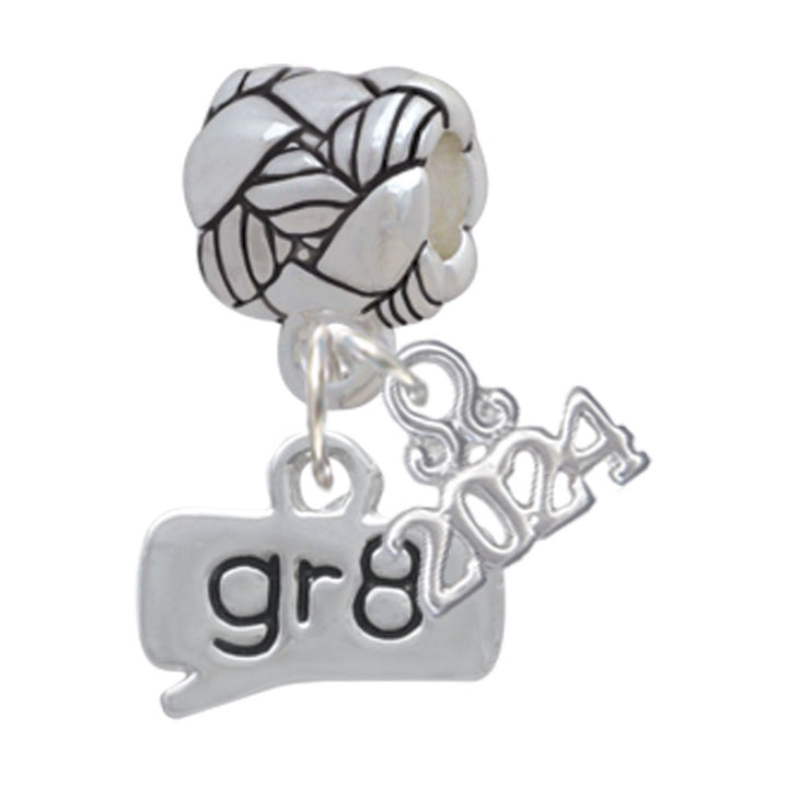 Delight Jewelry Silvertone Text Chat -Message - Woven Rope Charm Bead Dangle with Year 2024 Image 9