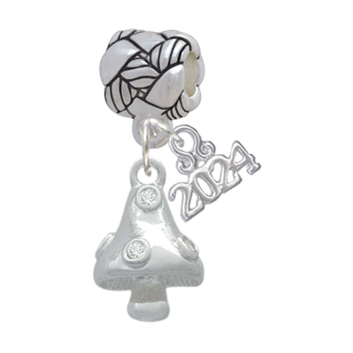 Delight Jewelry Silvertone 3-D Mushroom with Crystals Woven Rope Charm Bead Dangle with Year 2024 Image 4