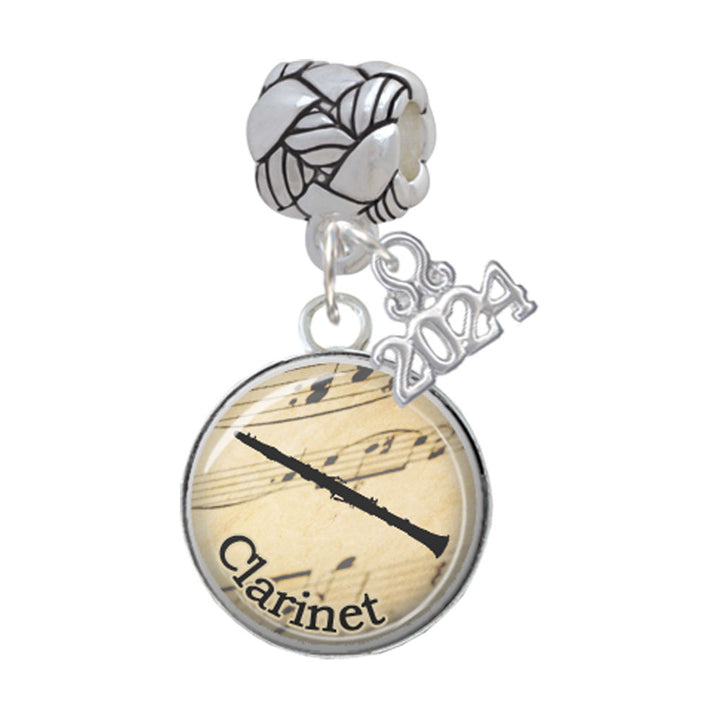 Delight Jewelry Silvertone Domed Music Woven Rope Charm Bead Dangle with Year 2024 Image 3