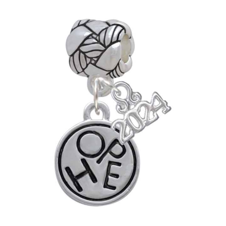 Delight Jewelry Silvertone Message in Circle Woven Rope Charm Bead Dangle with Year 2024 Image 7