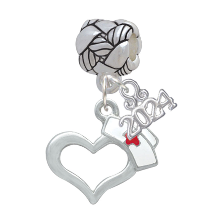 Delight Jewelry Plated Open Heart with Nurse Hat Woven Rope Charm Bead Dangle with Year 2024 Image 1