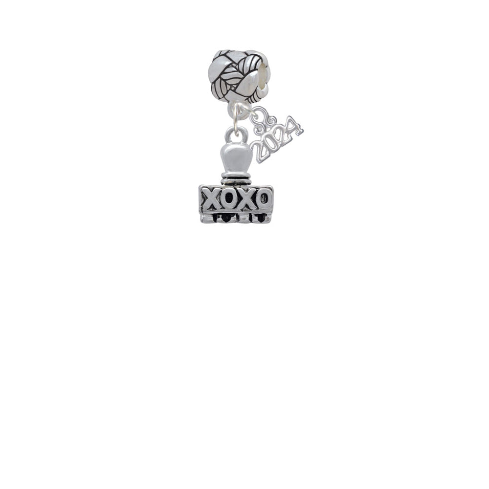 Delight Jewelry Silvertone Message Stamp Woven Rope Charm Bead Dangle with Year 2024 Image 2