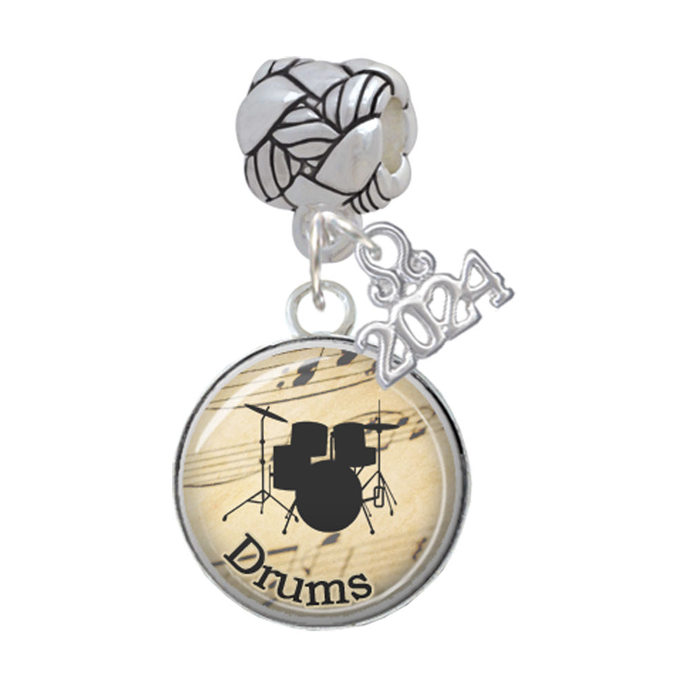 Delight Jewelry Silvertone Domed Music Woven Rope Charm Bead Dangle with Year 2024 Image 4