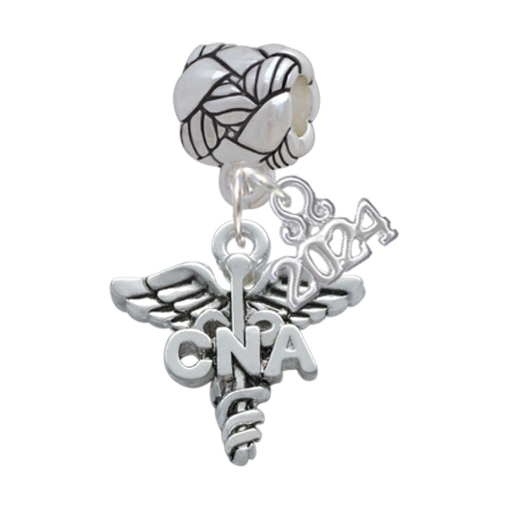 Delight Jewelry Silvertone Nurse Caduceus Woven Rope Charm Bead Dangle with Year 2024 Image 4