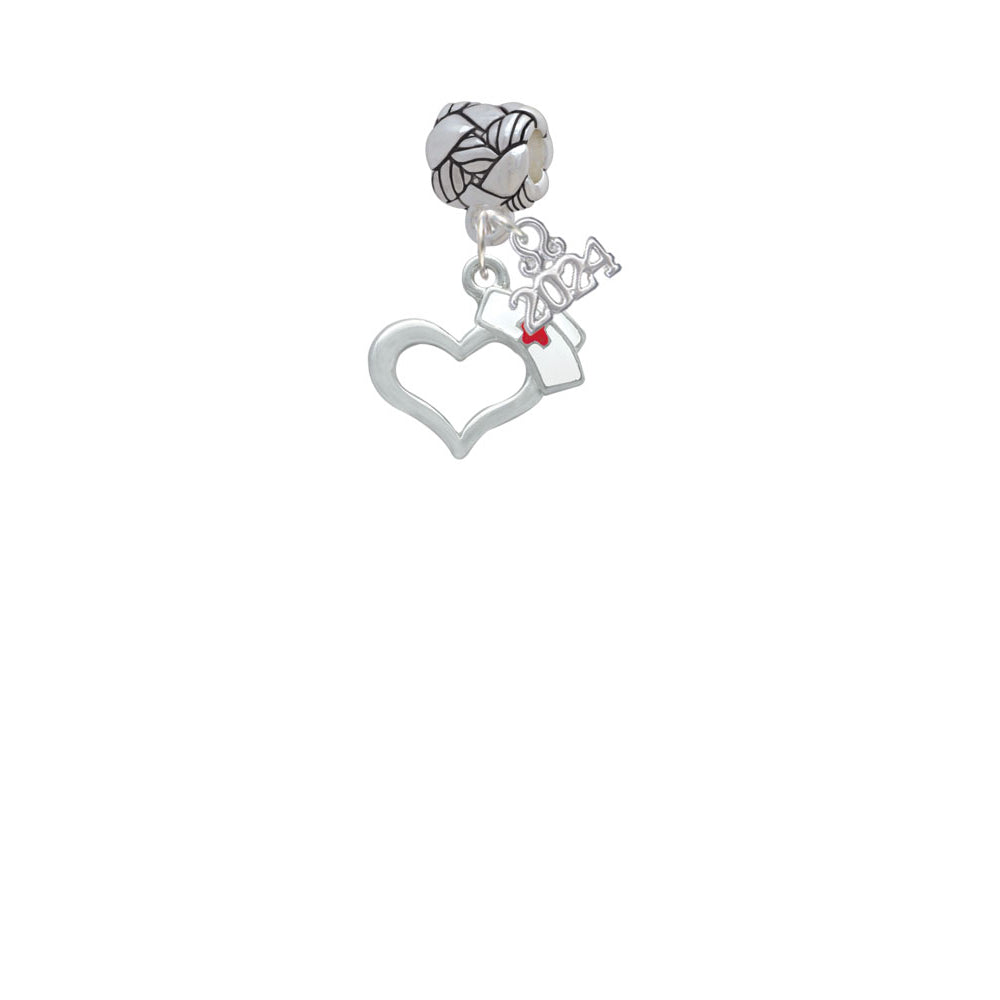Delight Jewelry Plated Open Heart with Nurse Hat Woven Rope Charm Bead Dangle with Year 2024 Image 2