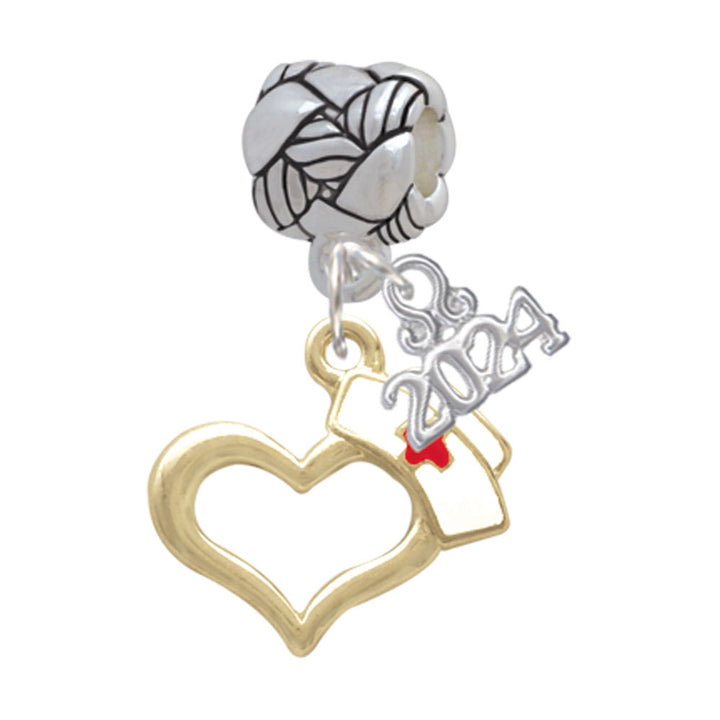 Delight Jewelry Plated Open Heart with Nurse Hat Woven Rope Charm Bead Dangle with Year 2024 Image 4