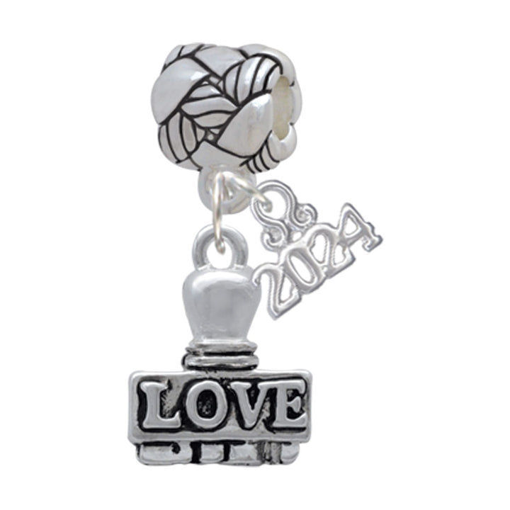 Delight Jewelry Silvertone Message Stamp Woven Rope Charm Bead Dangle with Year 2024 Image 4