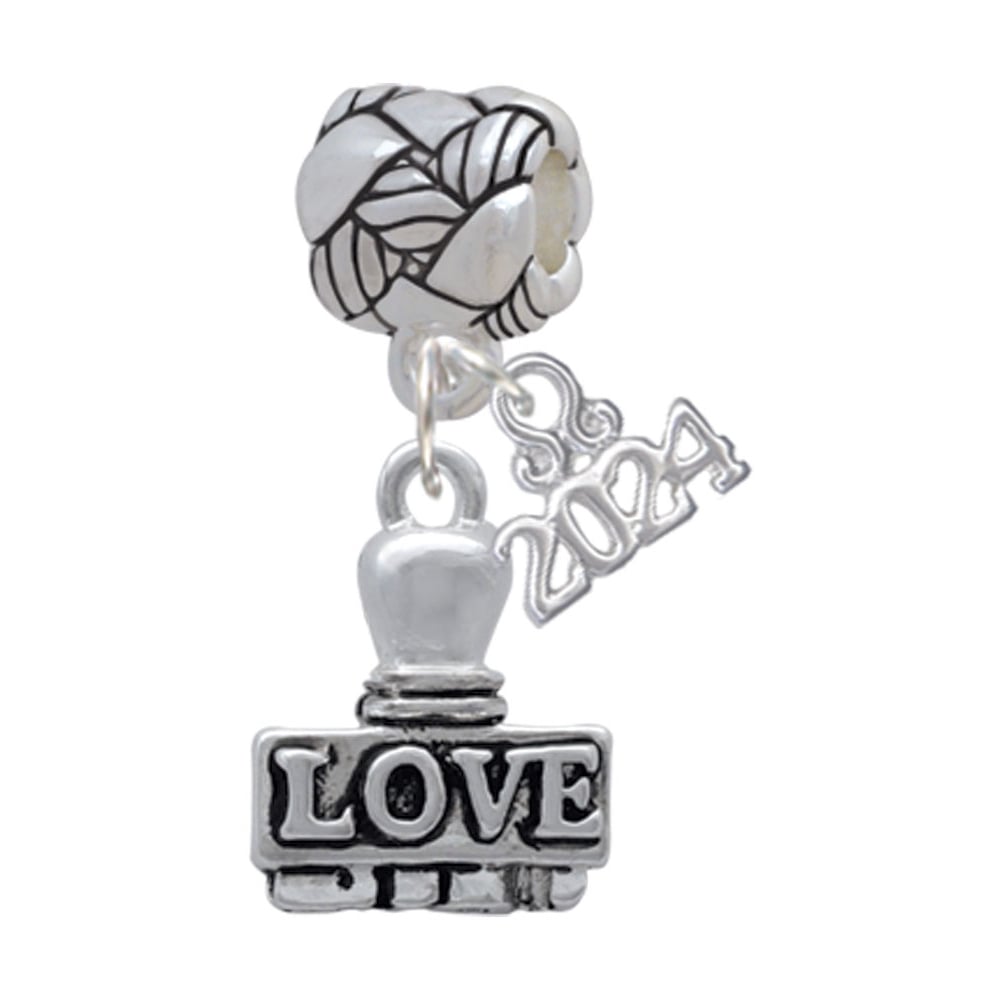 Delight Jewelry Silvertone Message Stamp Woven Rope Charm Bead Dangle with Year 2024 Image 1