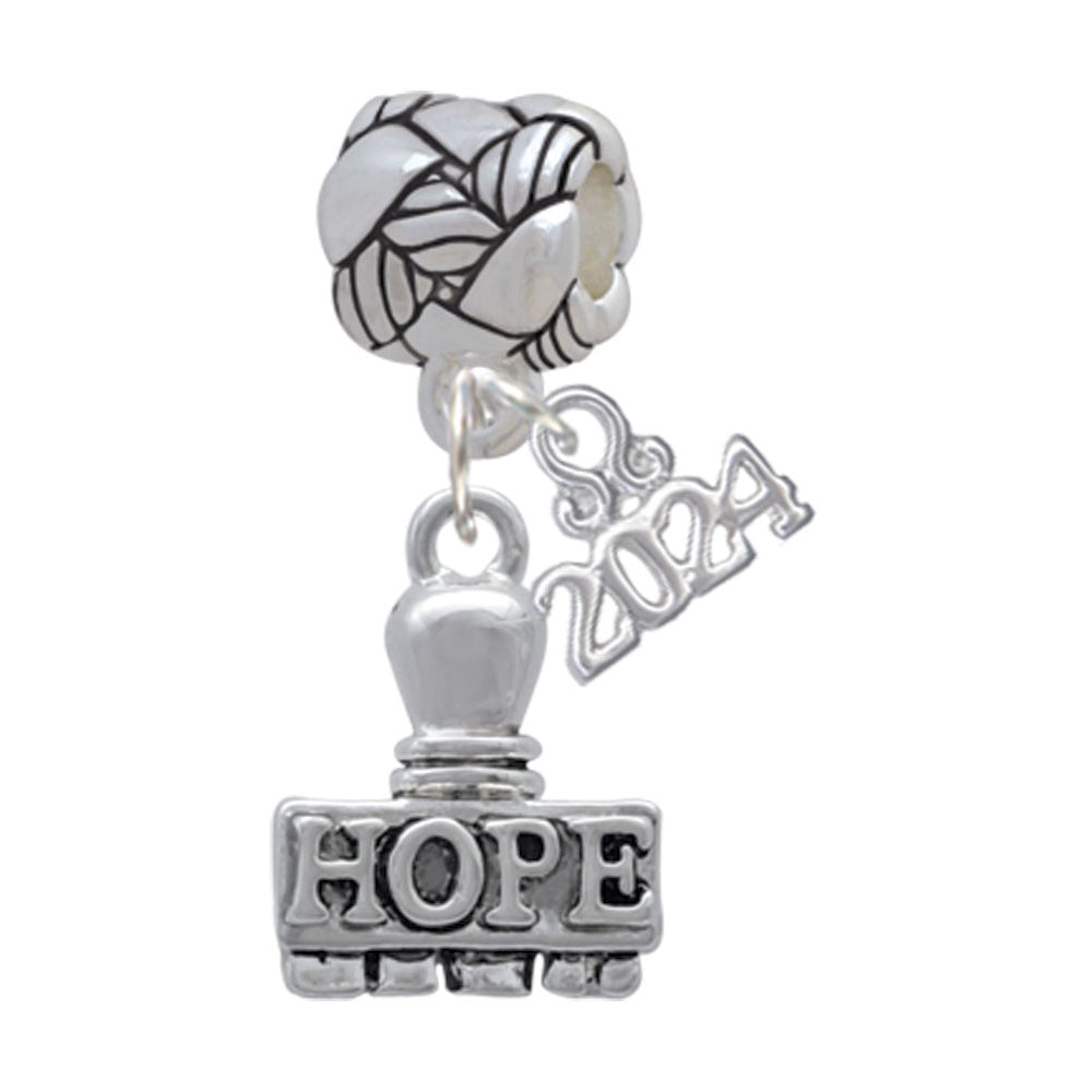 Delight Jewelry Silvertone Message Stamp Woven Rope Charm Bead Dangle with Year 2024 Image 6