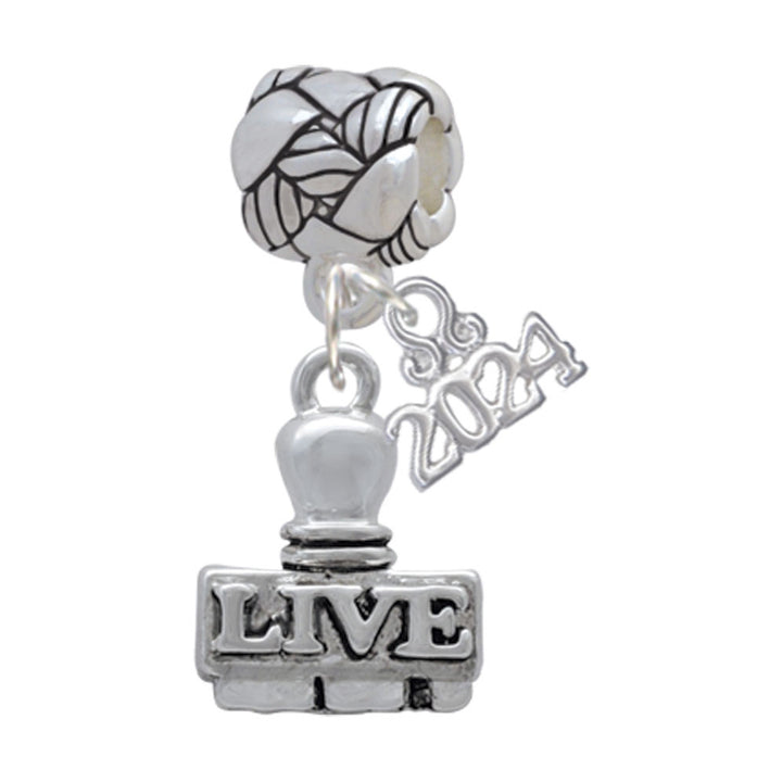 Delight Jewelry Silvertone Message Stamp Woven Rope Charm Bead Dangle with Year 2024 Image 7