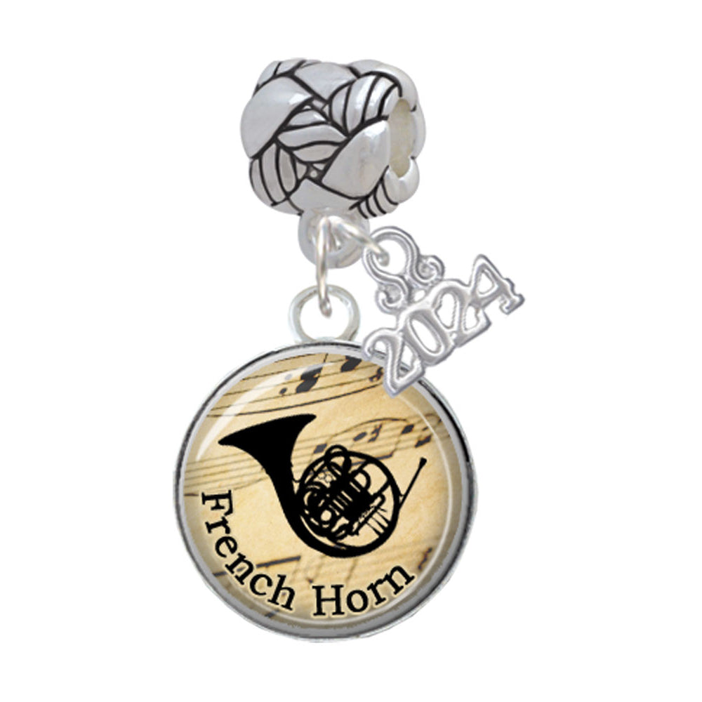 Delight Jewelry Silvertone Domed Music Woven Rope Charm Bead Dangle with Year 2024 Image 7
