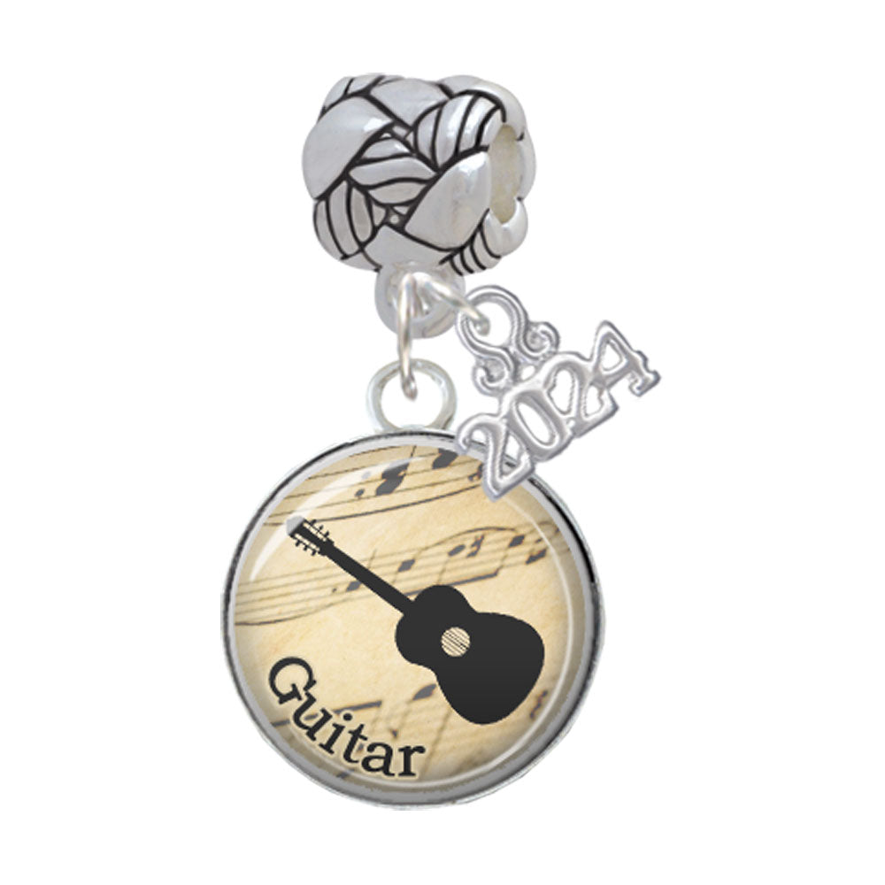 Delight Jewelry Silvertone Domed Music Woven Rope Charm Bead Dangle with Year 2024 Image 8