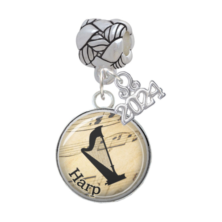 Delight Jewelry Silvertone Domed Music Woven Rope Charm Bead Dangle with Year 2024 Image 9