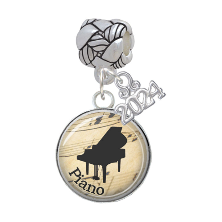 Delight Jewelry Silvertone Domed Music Woven Rope Charm Bead Dangle with Year 2024 Image 10