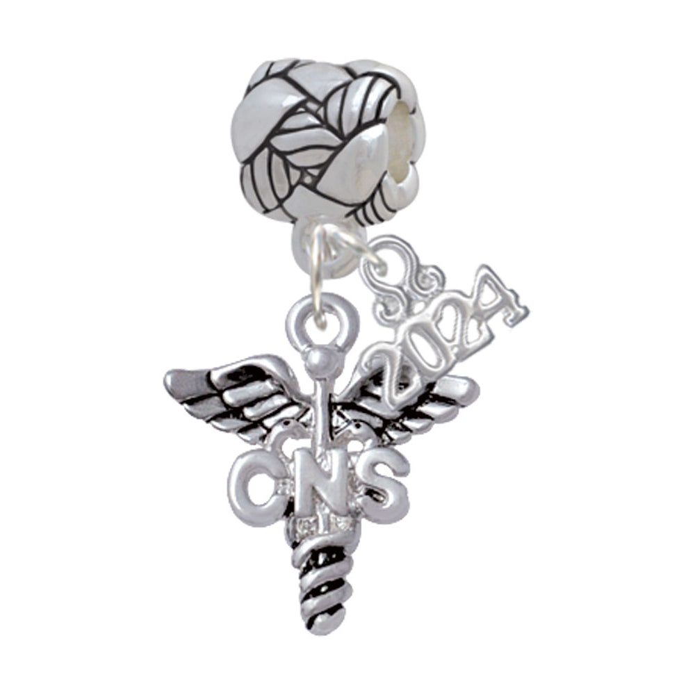 Delight Jewelry Silvertone Nurse Caduceus Woven Rope Charm Bead Dangle with Year 2024 Image 8