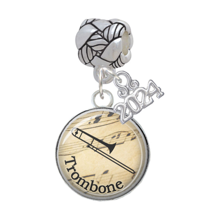 Delight Jewelry Silvertone Domed Music Woven Rope Charm Bead Dangle with Year 2024 Image 12