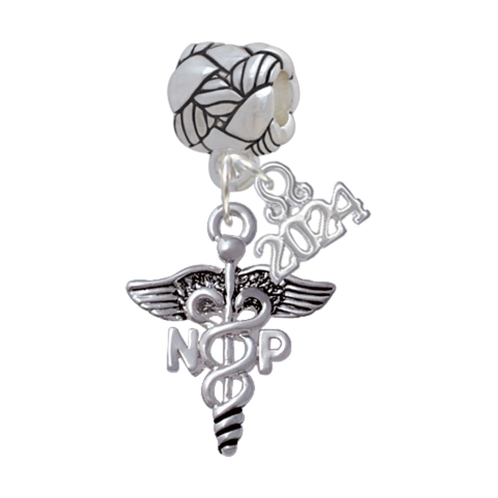 Delight Jewelry Silvertone Nurse Caduceus Woven Rope Charm Bead Dangle with Year 2024 Image 12