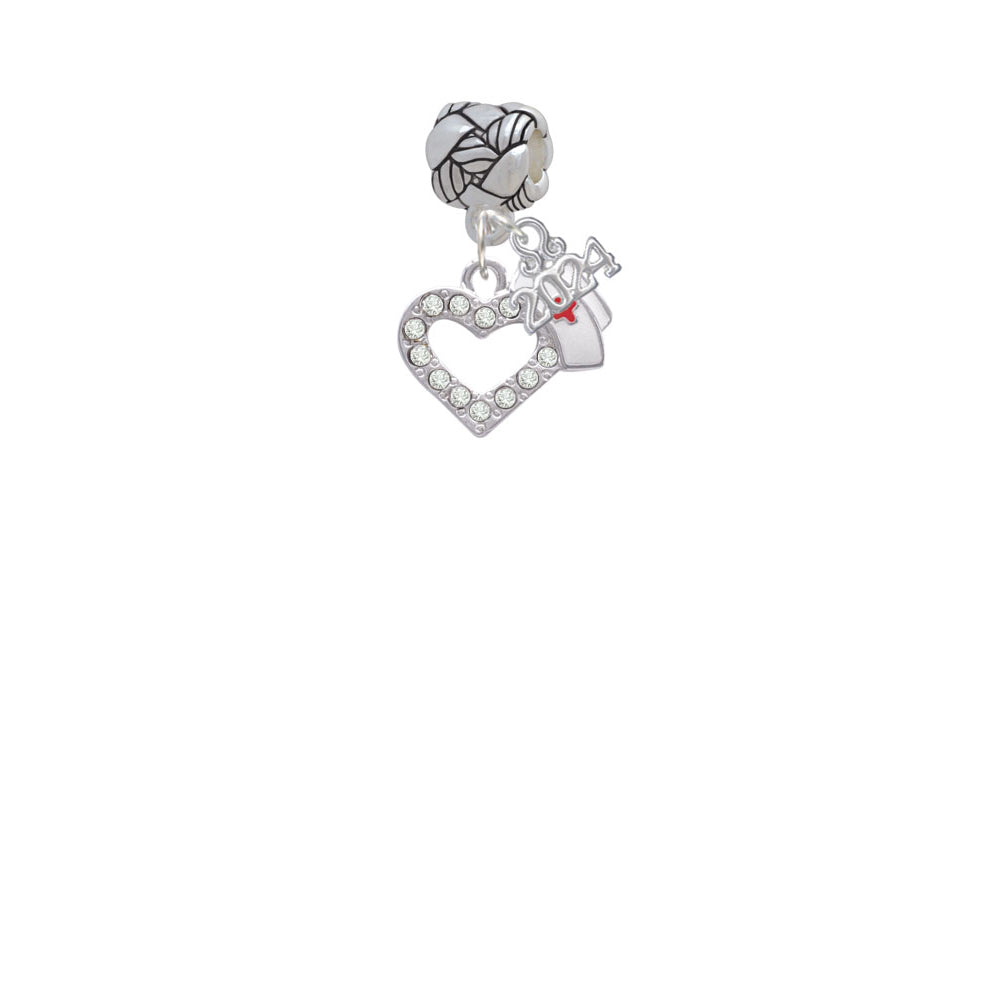 Delight Jewelry Plated Small Crystal Heart with Nurse Hat Woven Rope Charm Bead Dangle with Year 2024 Image 2