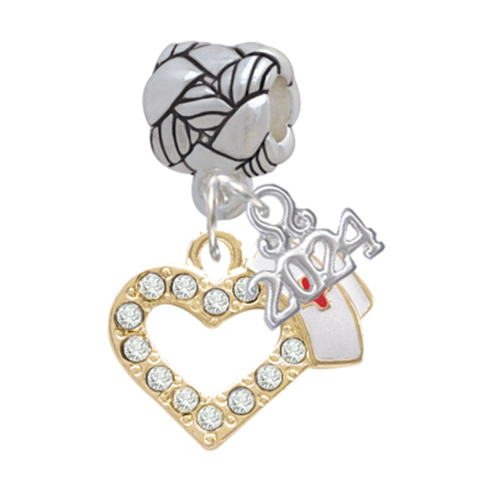 Delight Jewelry Plated Small Crystal Heart with Nurse Hat Woven Rope Charm Bead Dangle with Year 2024 Image 4