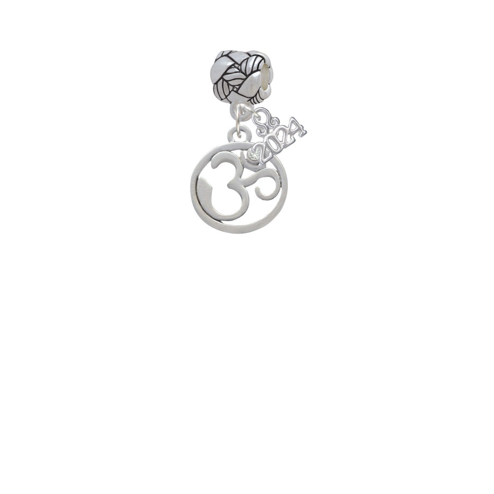 Delight Jewelry Silvertone Om in Circle with Crystal Woven Rope Charm Bead Dangle with Year 2024 Image 2